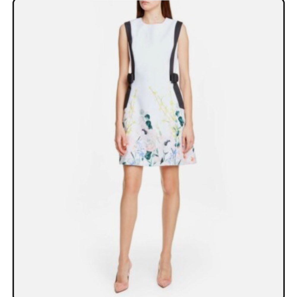 Ted Baker London Marzy White Floral Dress with Black Accents